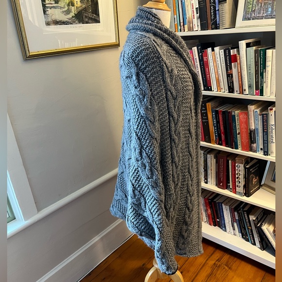 ROBI-AGNES alpaca oversized batwing cardigan leather trim - Picture 5 of 14